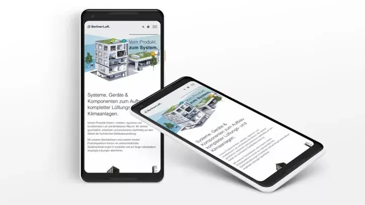 Auch unterwegs mit dem Smartphone alles im Überblick: die neue Website des Spezialisten für Klima- und Lüftungstechnik.