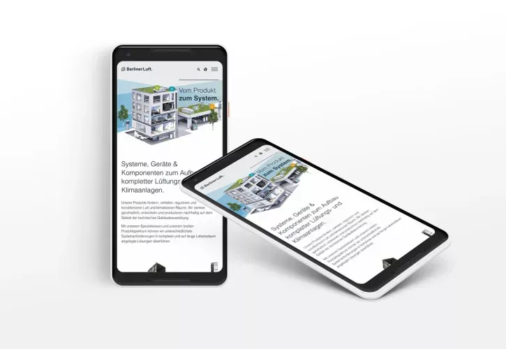 Auch unterwegs mit dem Smartphone alles im Überblick: die neue Website des Spezialisten für Klima- und Lüftungstechnik.