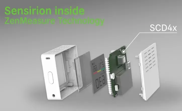 Der neue Mini-Bluetooth-CO2-Detektor „H411“ von Meawow ist mit einem Sensirion CO2-Sensor ausgerüstet.