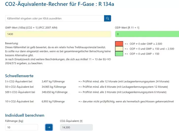 Der „CO2-Äquivalente-Rechner“ in der Branchensoftware „VDKF-LEC“