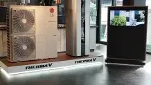 Im Mittelpunkt der Präsentation stand u.a. die Luft-Wasser-Wärmepumpen-Heizlösung Therma V.