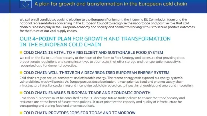 Die Netzwerkpartner veröffentlichten am 11. April 2024 in Brüssel ein gemeinsames Statement zur Bedeutung der Kühl- und Tiefkühlkette in Europa.
