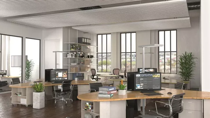 Die besonders leichten Einzelmodule werden anschlussfertig geliefert und bestehen aus nahtlosen Heiz- und Kühlsegeln mit einer Fläche von bis zu 9 m². Neben der Heiz- und Kühlfunktion absorbiert ZFP urban dabei auch Schallemissionen und trägt so auf vielfältige Art zu einem optimalen Raumklima bei.
