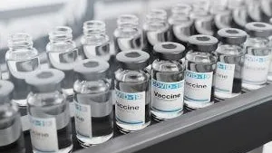 Covid-19 Coronavirus Vaccine Vials on a Production Line