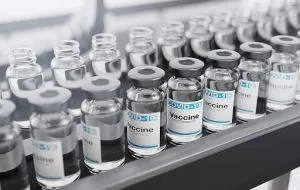 Covid-19 Coronavirus Vaccine Vials on a Production Line