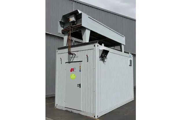 Eine Kälteanlage im Container. 